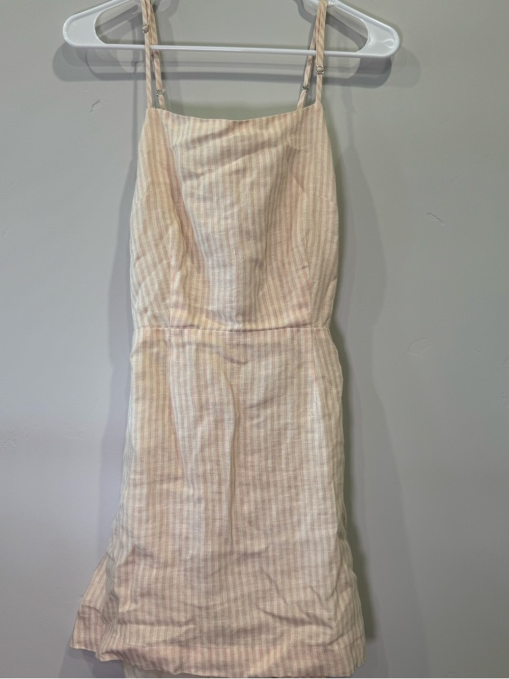 Winston White Light Pink Striped Spaghetti-Strap Summer Linen Dress
